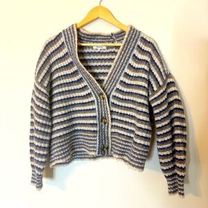 Madewell Blue and Cream Striped Cardigan